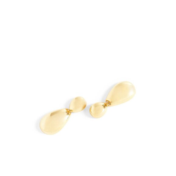 PRE OWNED $95 KENNETH JAY LANE GOLD PLATED DROP STATEMENT PIERCED EARRINGS - Picture 3 of 6